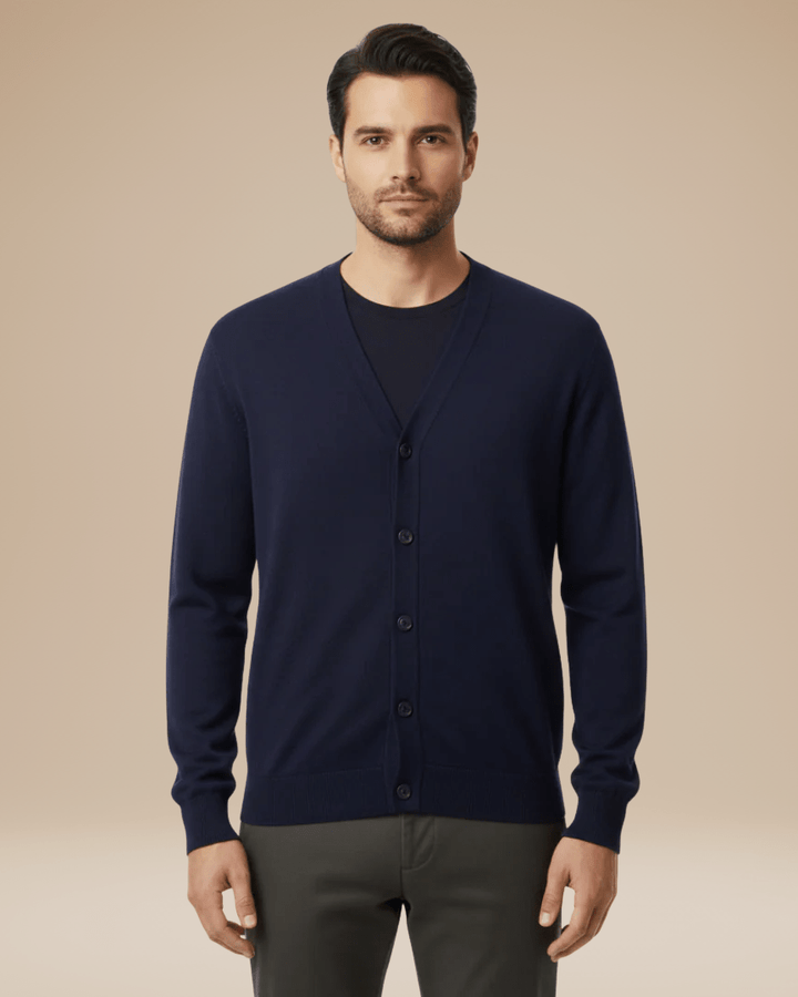 Men's cashmere cardigan, button-up autumn sweater with a V-neck