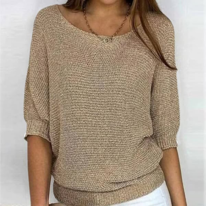 Pull en maille femme automnal à manches 3/4, coupe ample