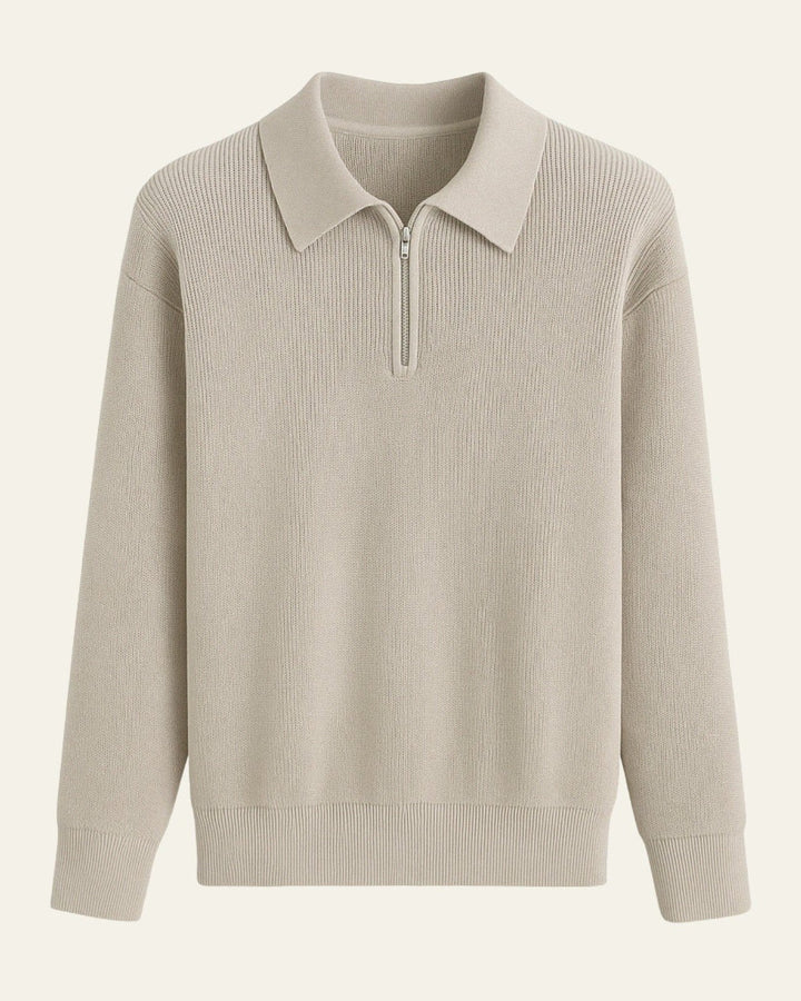 Pull en maille pour homme avec coton et fermeture éclair | Modèle chaud pour l’automne