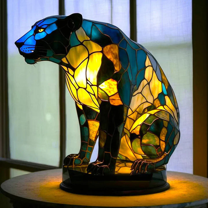 Lampe de table en vitrail artistique, en verre et en métal, pour le salon.