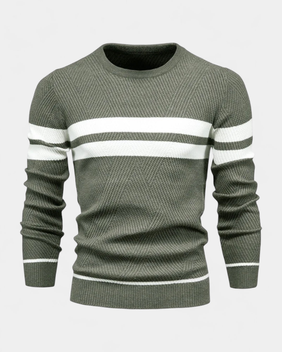 Pull homme en coton rayé à col rond, coupe slim, pour l’automne