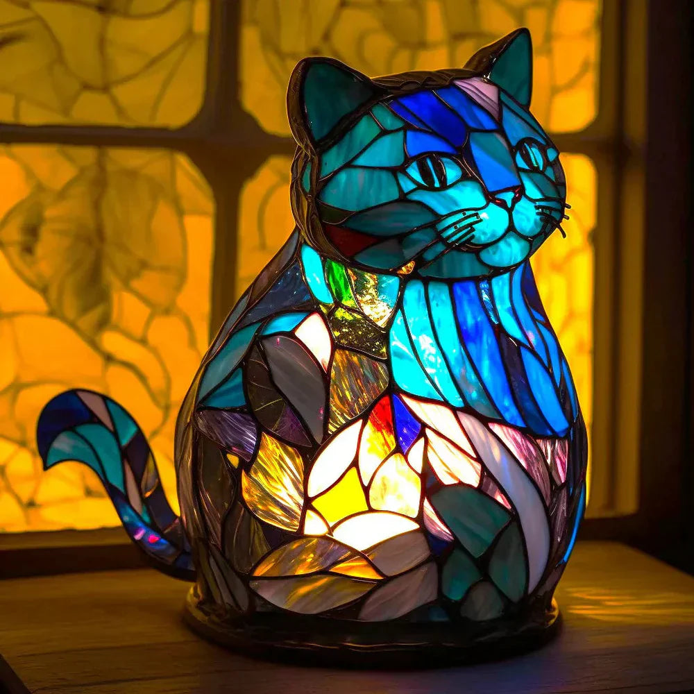 Lampe de table en vitrail artistique, en verre et en métal, pour le salon.