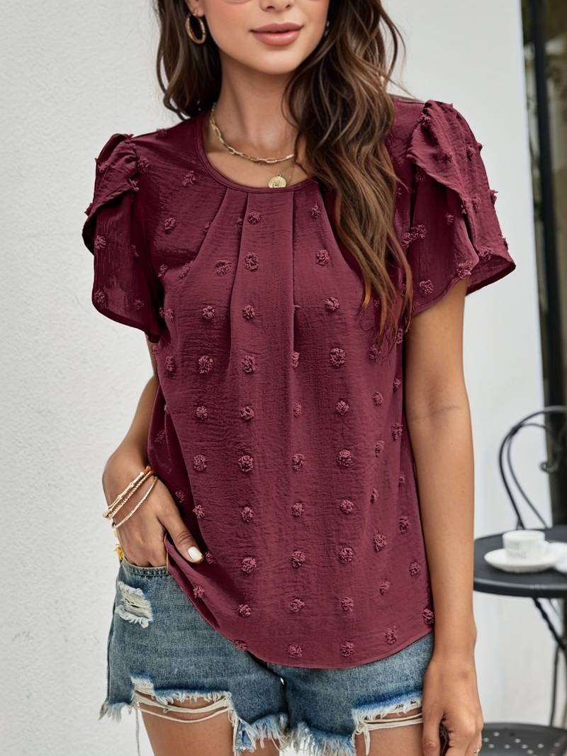 Charice - Chic Swiss Shirt with Petal Sleeves for Women