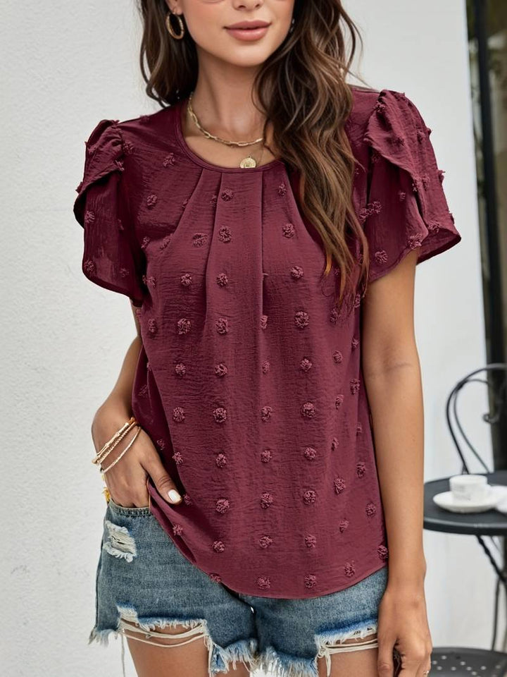 Charice - Chic Swiss Shirt with Petal Sleeves for Women