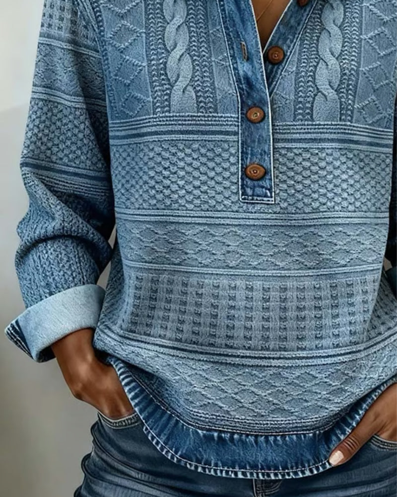 Blouse femme en maille de coton à rayures pour l’automne