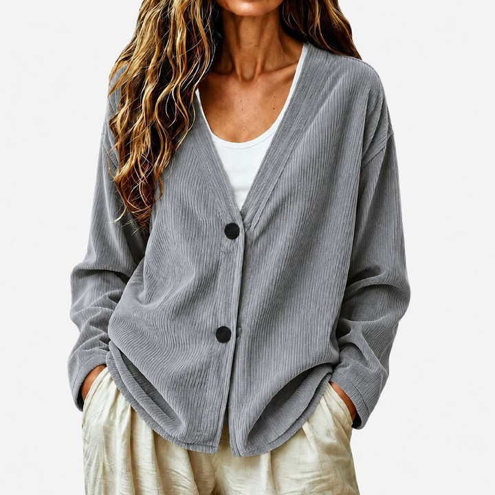 Cardigan femme en maille à col V, boutonné, pour l’automne