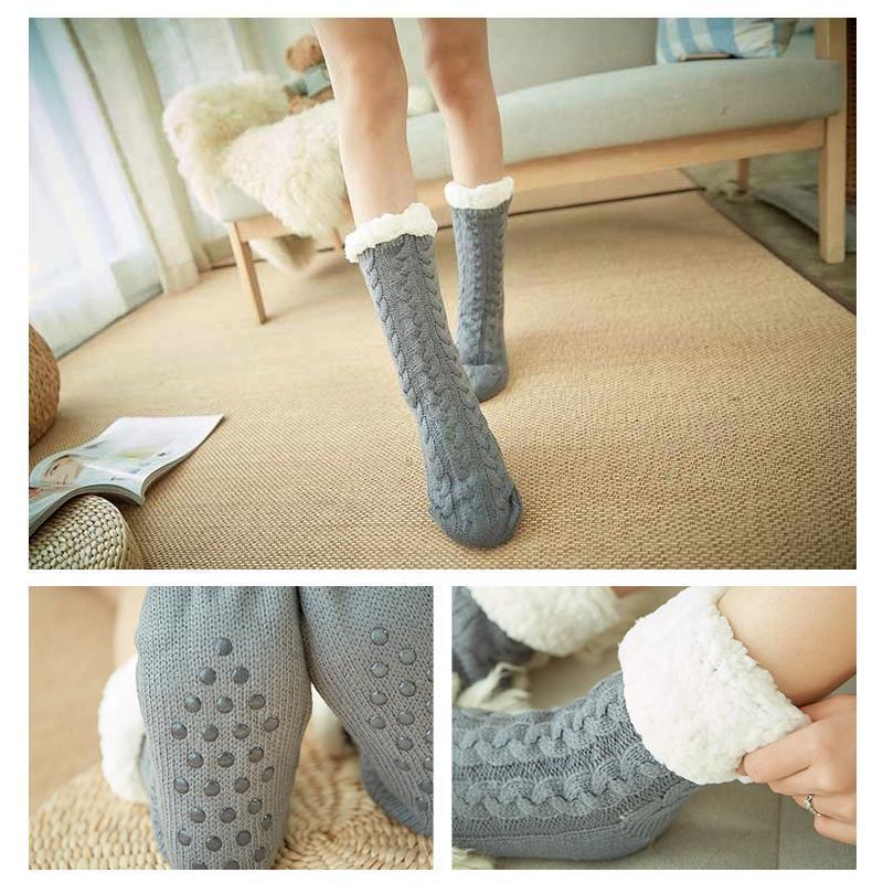 Chaussettes chaudes d'hiver antidérapantes en polaire pour garder les pieds au chaud