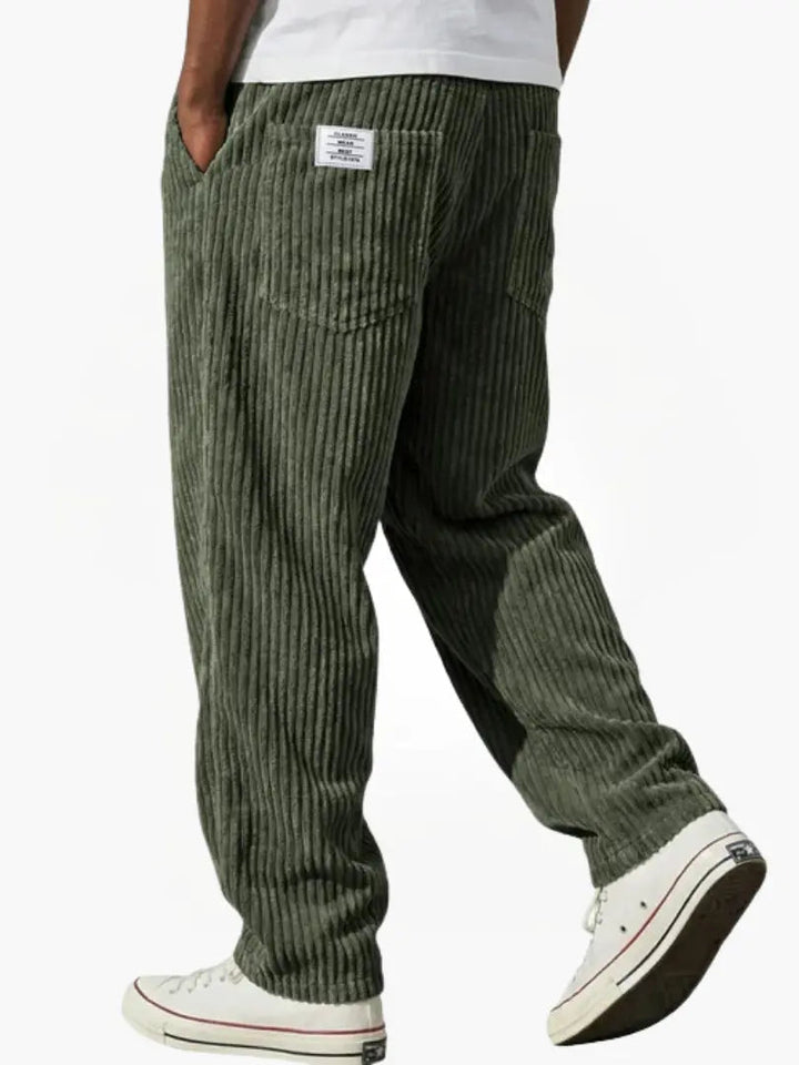 Pantalon homme en velours côtelé de coton, coupe ample, style décontracté pour l’automne