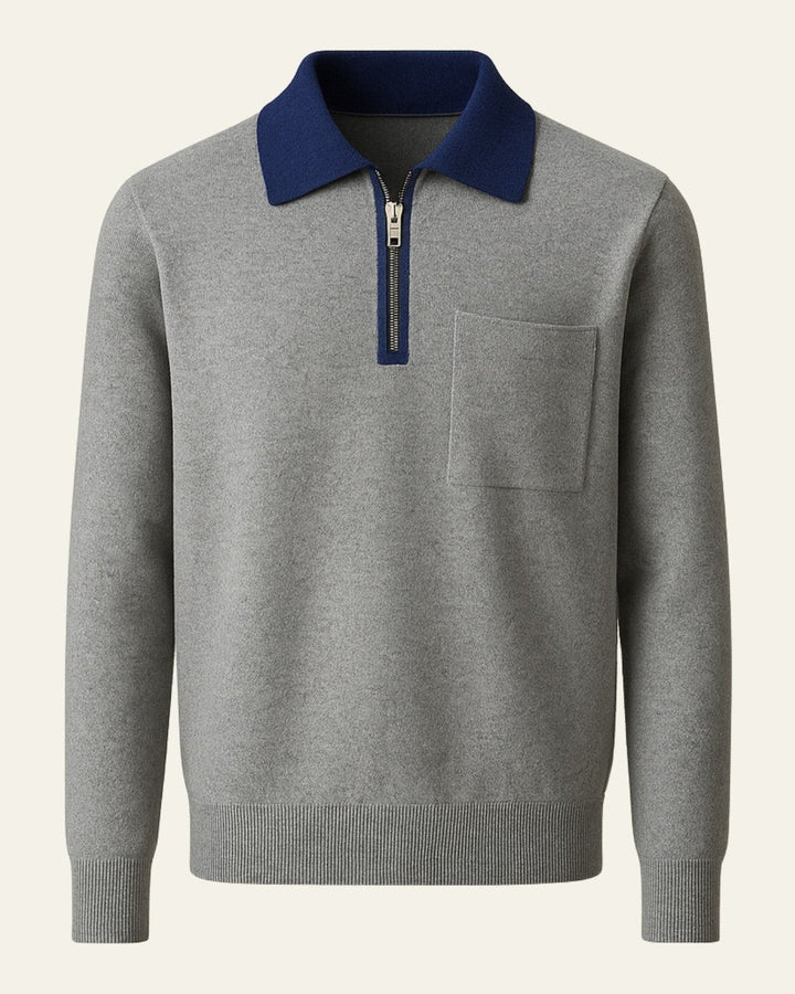 Pull en cachemire pour homme à col zippé, élégant pour l’automne
