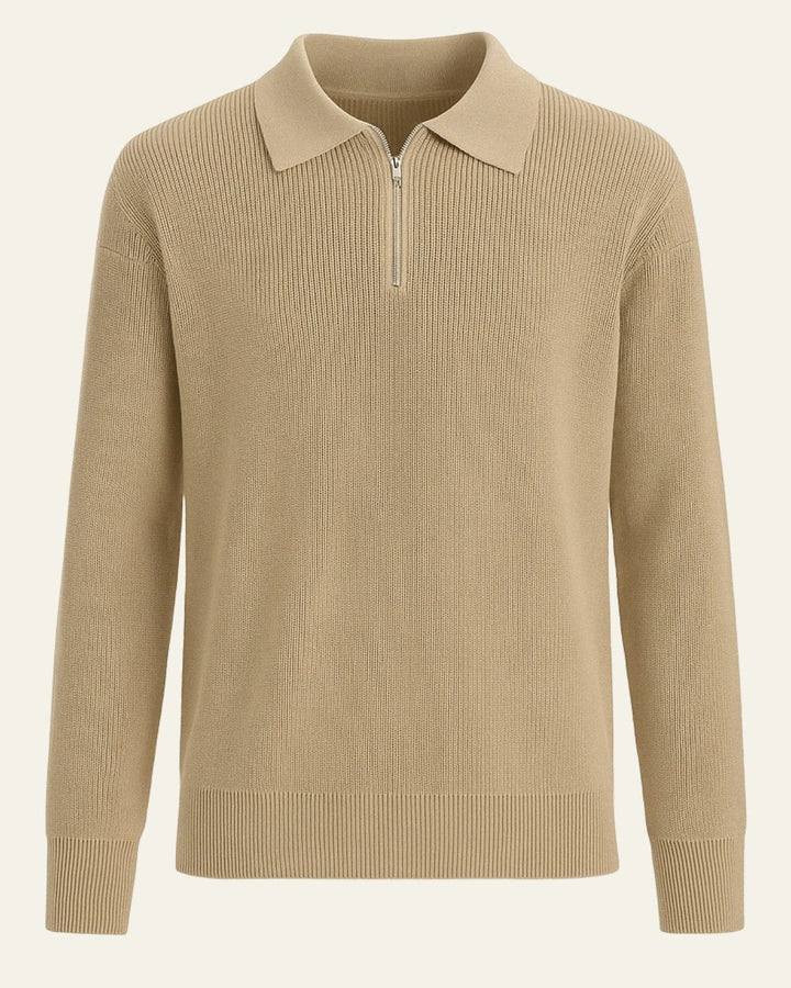 Pull en maille pour homme avec coton et fermeture éclair | Modèle chaud pour l’automne