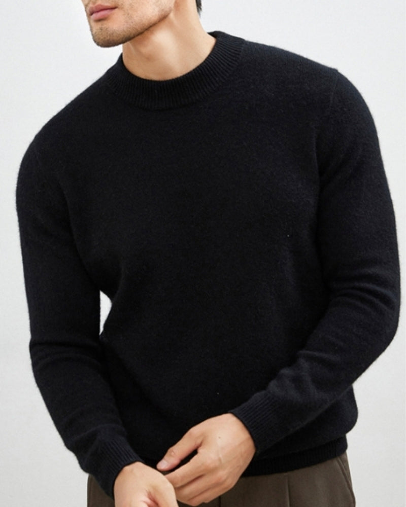 Pull tricoté ajusté en laine pour homme, col roulé, élégant pour l’automne