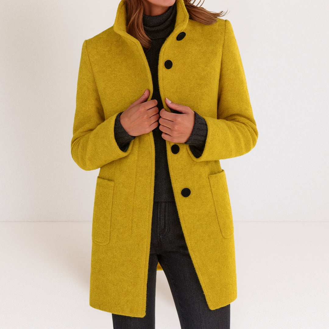 Manteau pour femme en mélange de laine pour l'automne, élégant et chaud, coupe classique