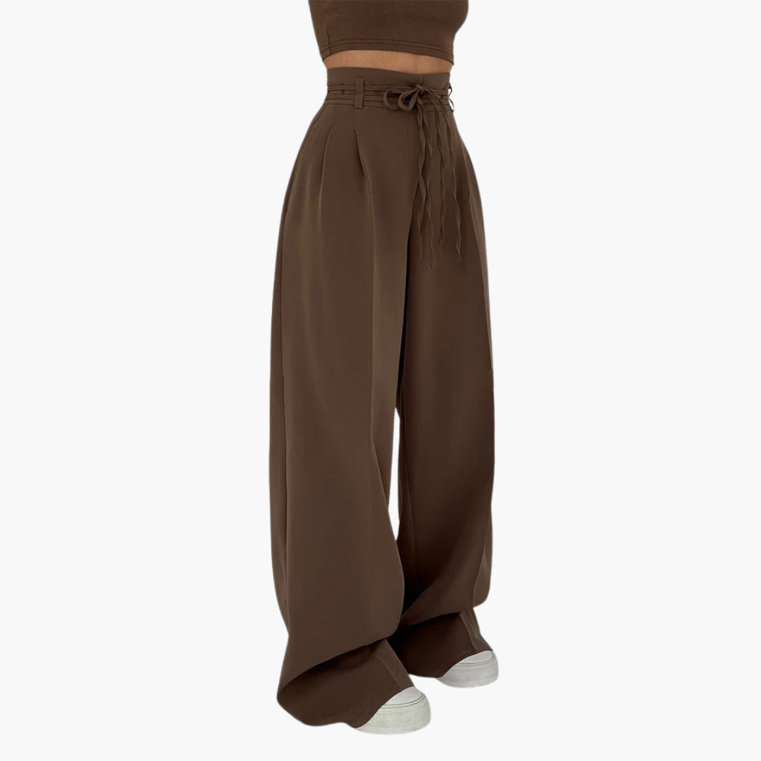 Pantalon femme à jambes larges en viscose pour l’automne