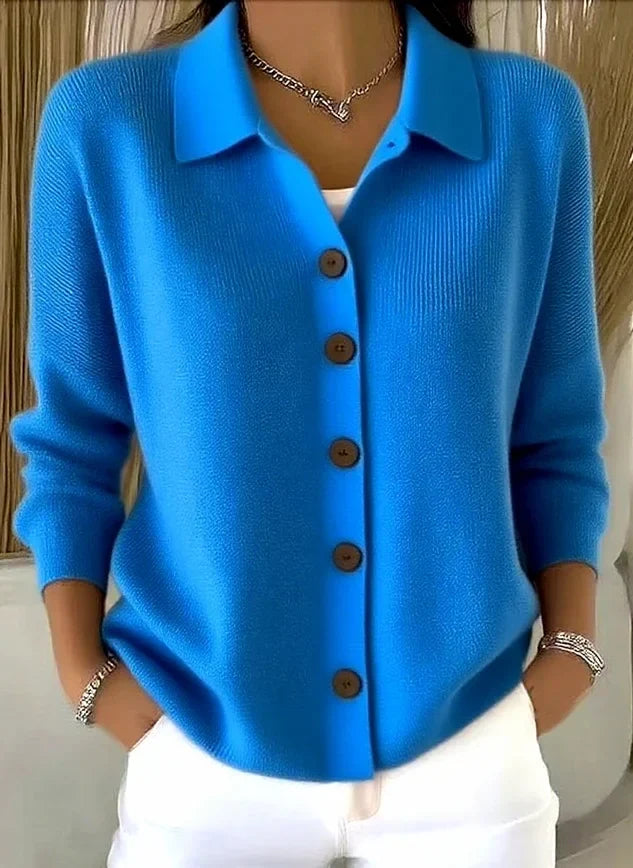 Cardigan femme en maille boutonné, pull d’automne