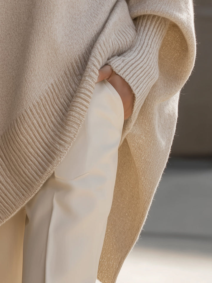 Pull-over pour femme oversize en maille à côtes pour l'automne, coupe ample