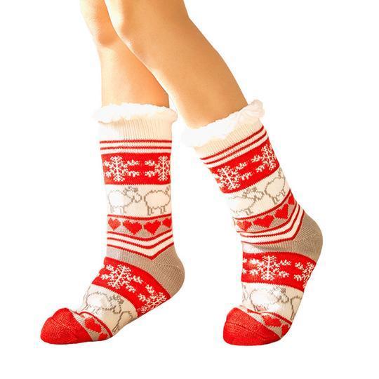 Chaussettes chaudes d'hiver antidérapantes en polaire pour garder les pieds au chaud