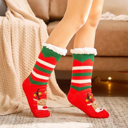 Chaussettes chaudes d'hiver antidérapantes en polaire pour garder les pieds au chaud