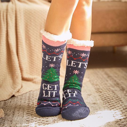 Chaussettes chaudes d'hiver antidérapantes en polaire pour garder les pieds au chaud