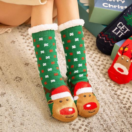 Chaussettes chaudes d'hiver antidérapantes en polaire pour garder les pieds au chaud