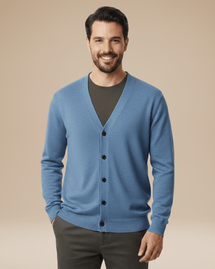 Men's cashmere cardigan, button-up autumn sweater with a V-neck