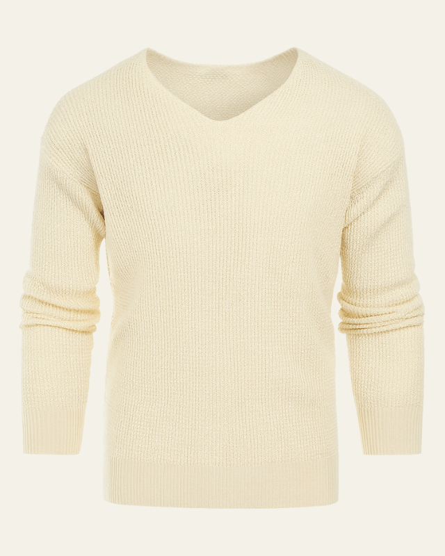 Pull en maille pour homme pour l’automne, pull doux à col en V pour les journées fraîches