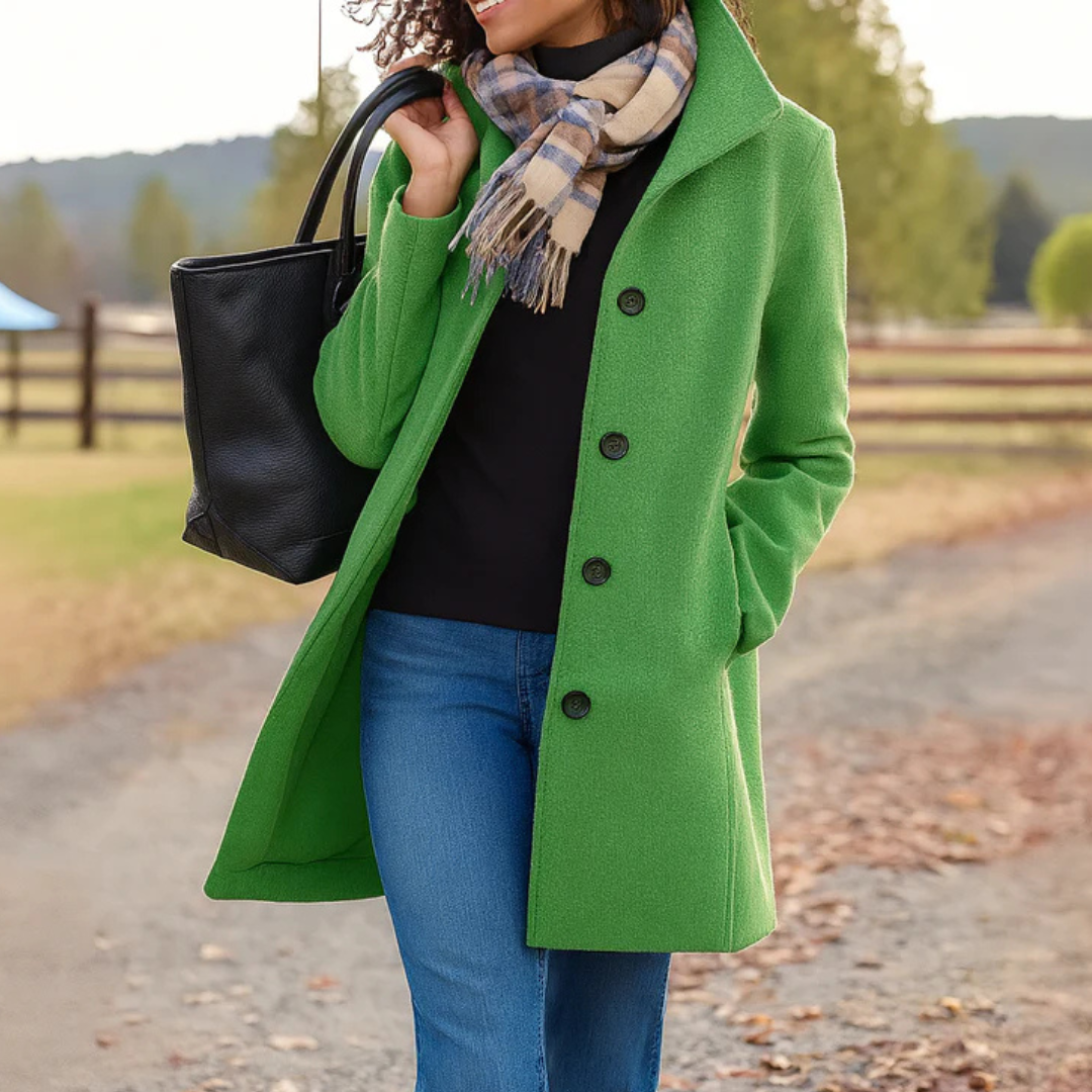 Manteau féminin en mélange de laine pour l'automne, élégant, coupe classique, pour les jours froids