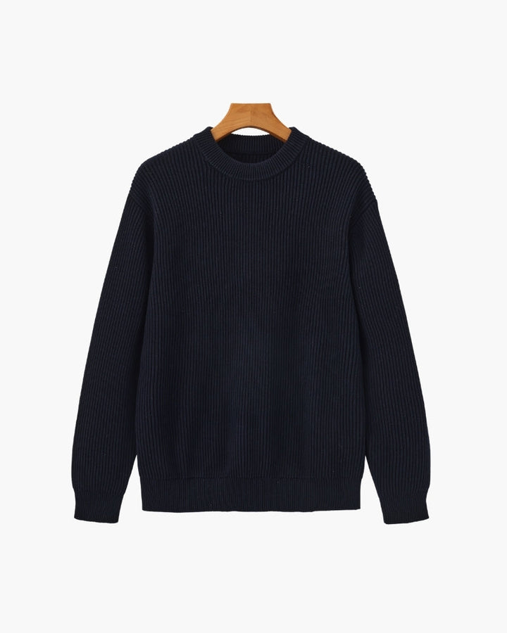 Pull homme en coton à col rond, à rayures, en maille pour l’automne