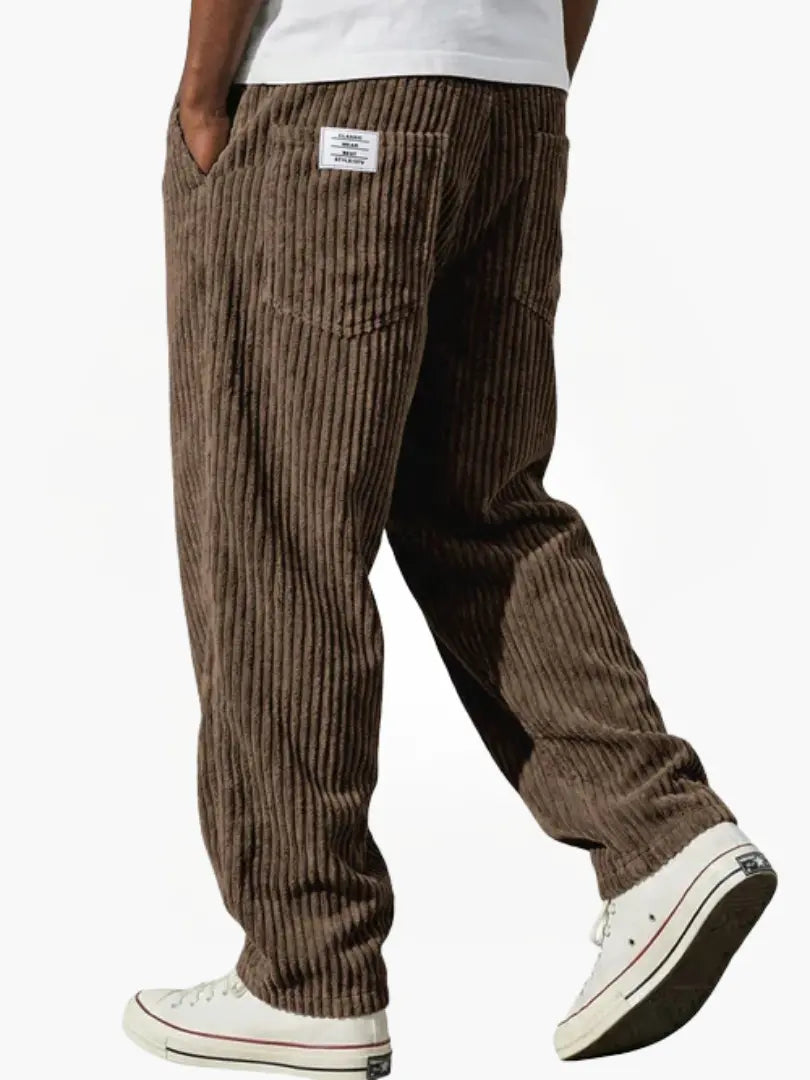 Pantalon homme en velours côtelé de coton, coupe ample, style décontracté pour l’automne