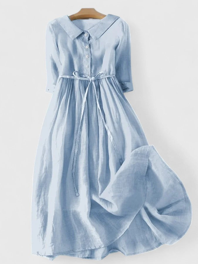 Robe midi femme en coton élégante à taille ajustable légère pour l'été