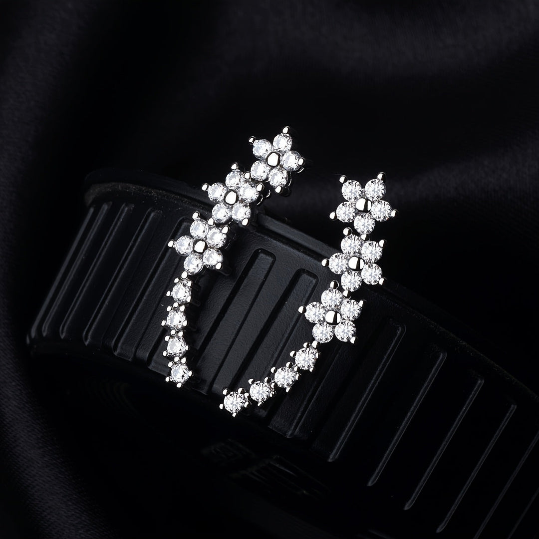 Boucles d’oreilles pour femme plaquées or rose, motifs de fleurs automnales