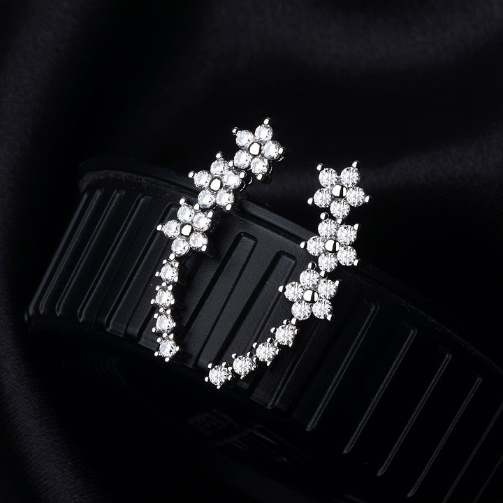 Boucles d’oreilles pour femme plaquées or rose, motifs de fleurs automnales