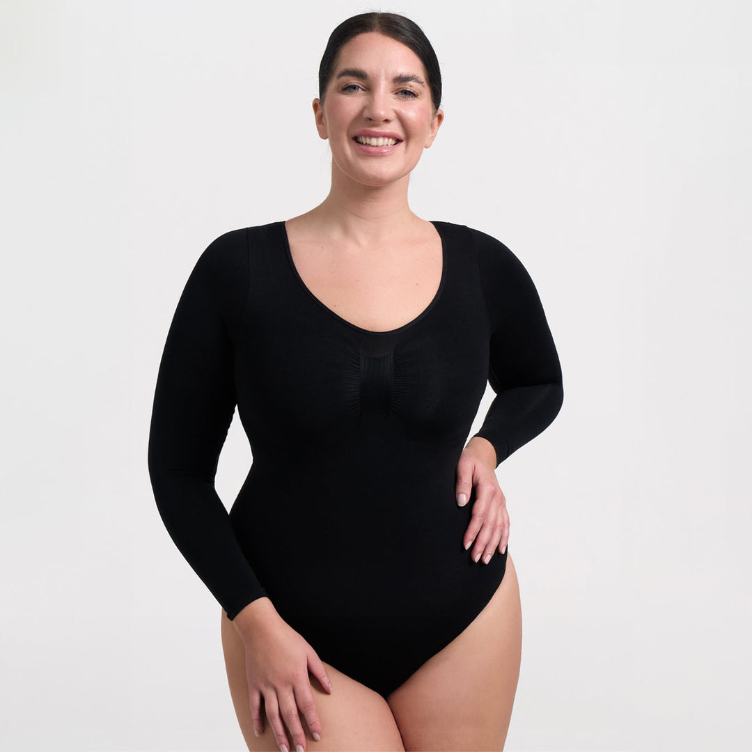 Body gainant en coton à manches longues sans coutures pour femme pour l'automne et l'hiver