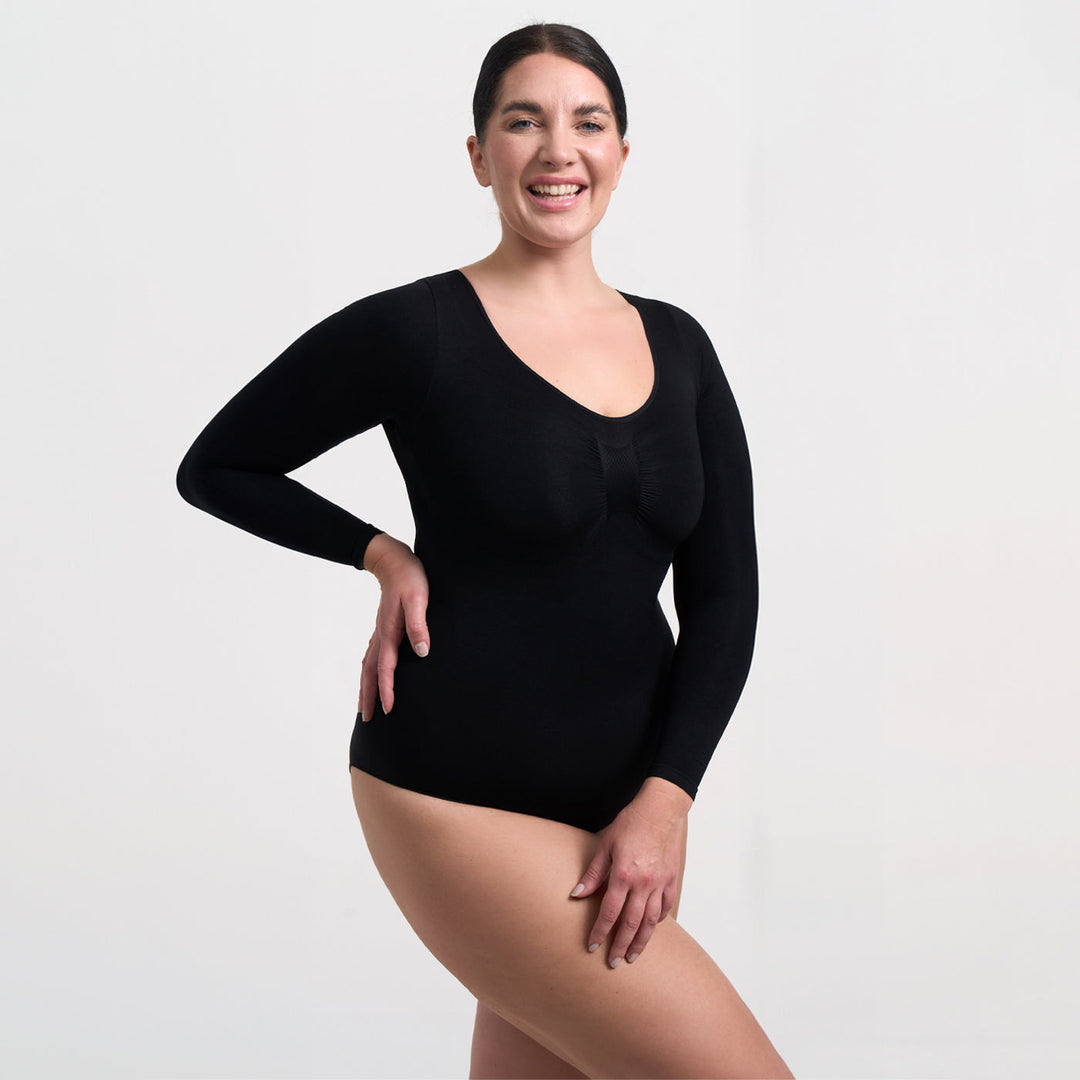 Body gainant en coton à manches longues sans coutures pour femme pour l'automne et l'hiver