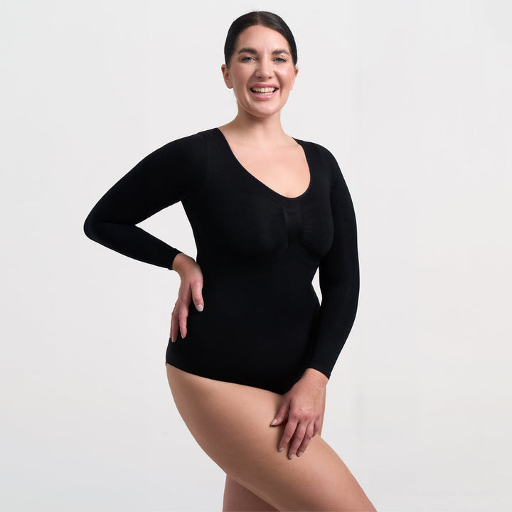 Body gainant en coton à manches longues sans coutures pour femme pour l'automne et l'hiver