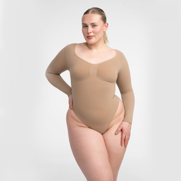 Body gainant en coton à manches longues sans coutures pour femme pour l'automne et l'hiver