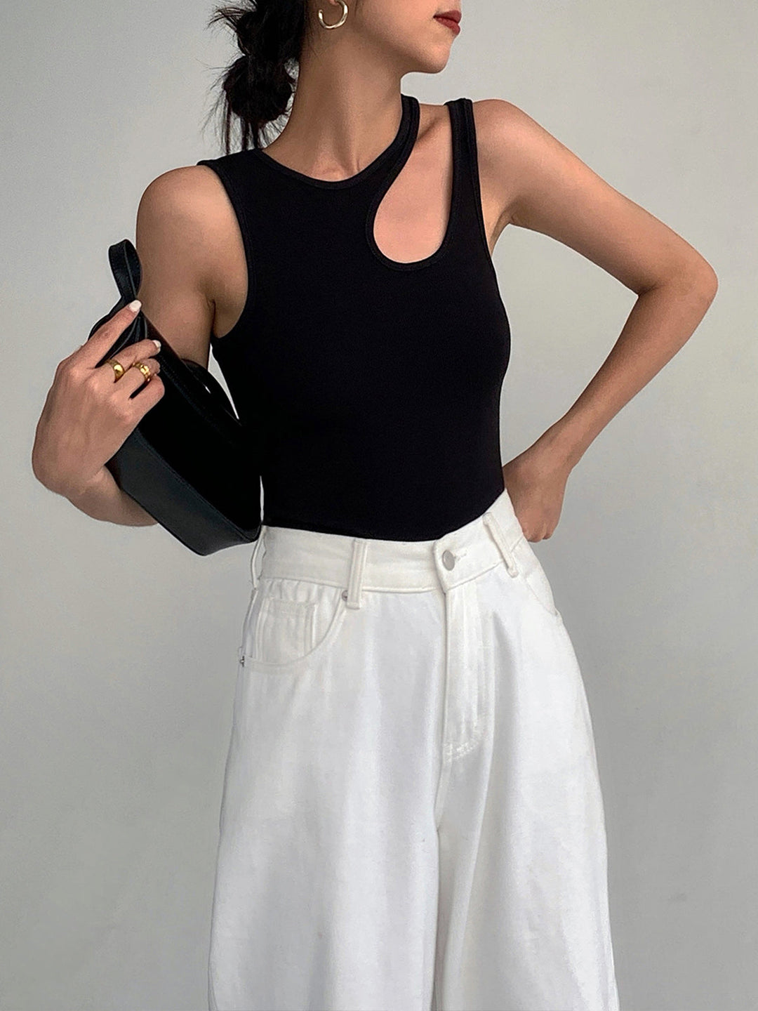Rita - Top sin mangas con cortes a la moda para damas