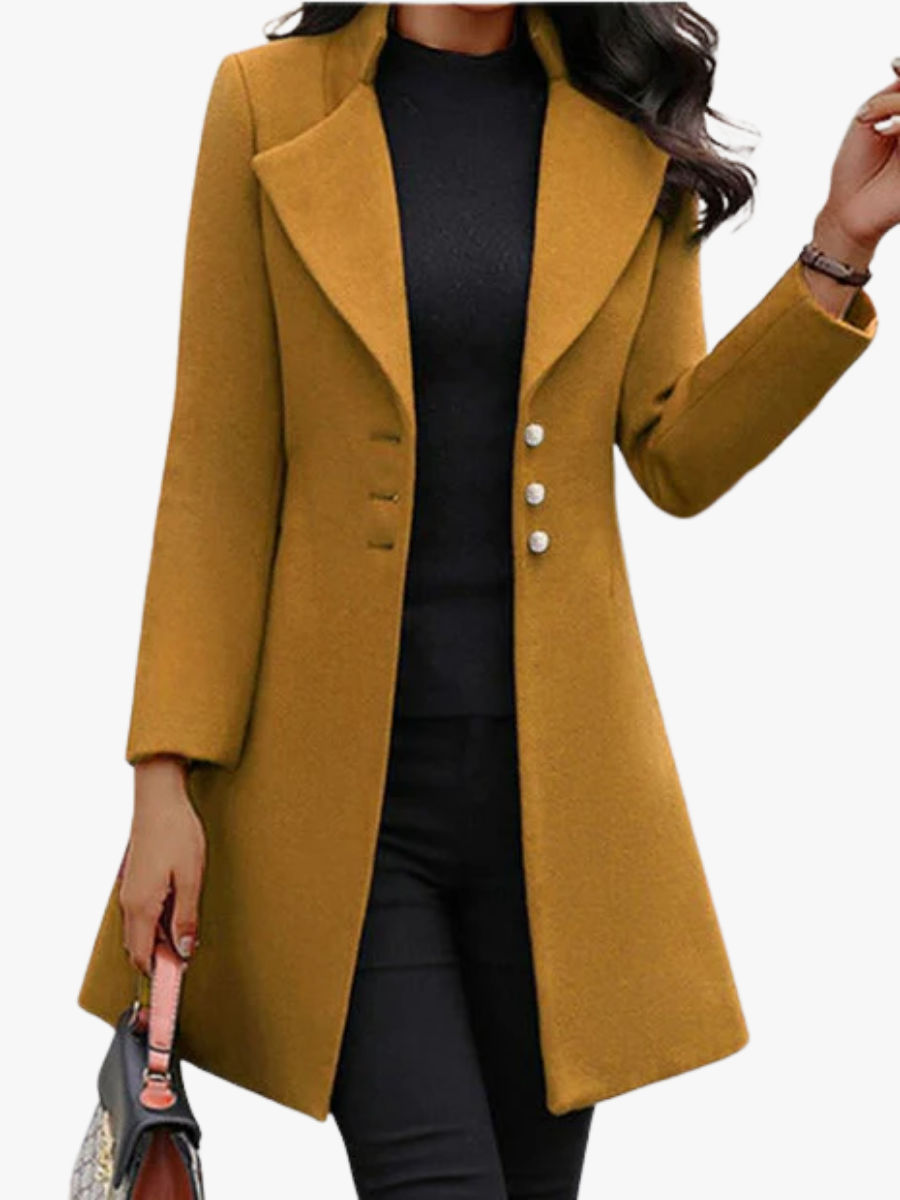 Manteau pour femme en mélange de laine pour l'automne, coupe élégante et classique pour les jours froids