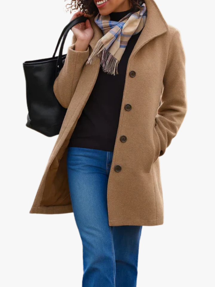 Manteau féminin en mélange de laine pour l'automne, élégant, coupe classique, pour les jours froids