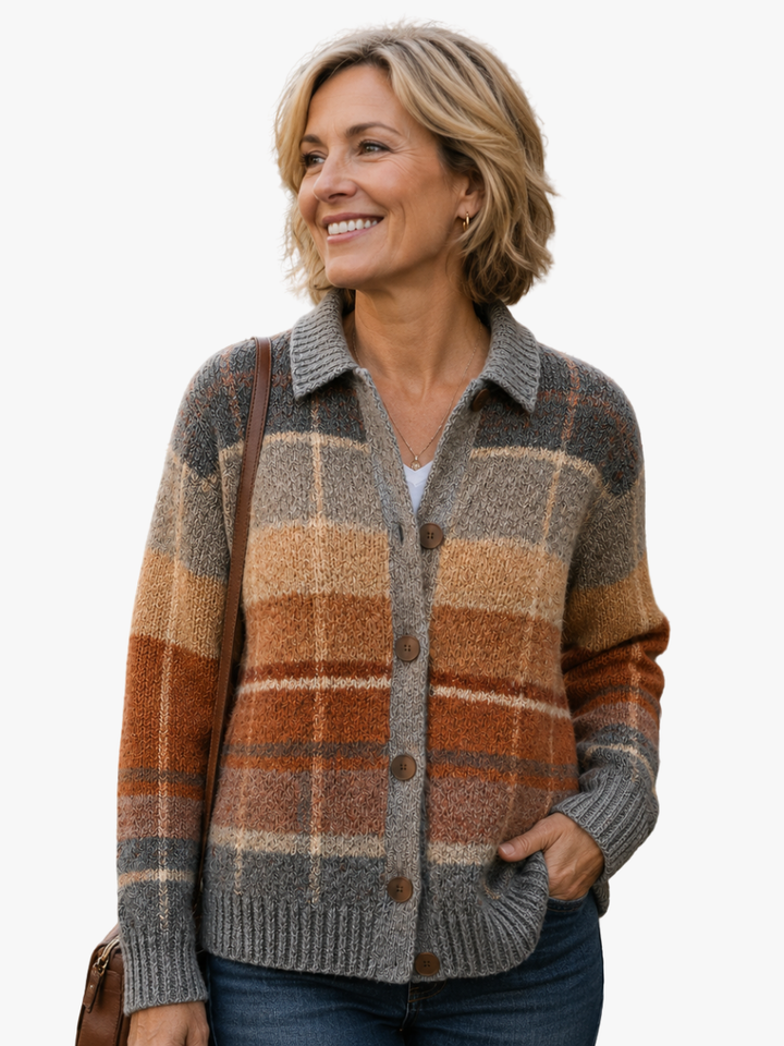 Gilet femme à carreaux à boutons pour l'automne, couche de transition élégante