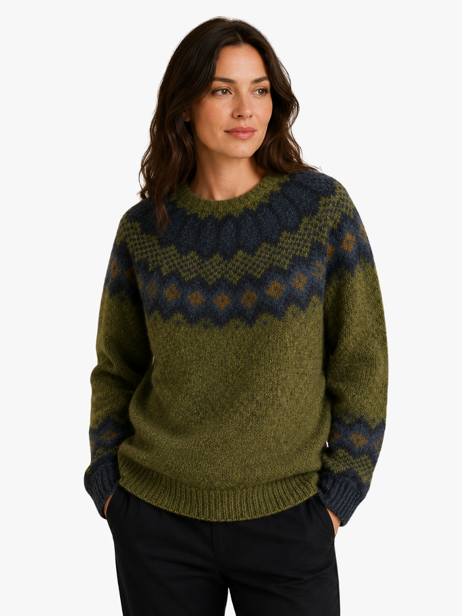 Pull pour femme à motif nordique en maille pour l'automne