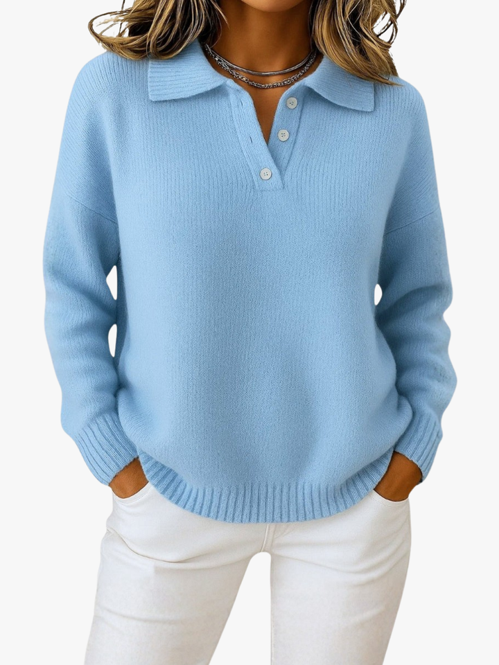 Pull femme en maille avec col pour l'automne, coupe élégante au quotidien