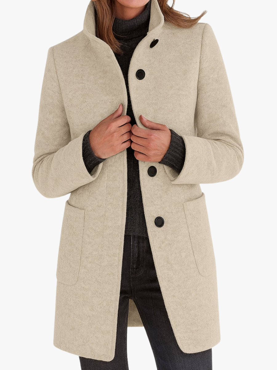 Manteau pour femme en mélange de laine pour l'automne, élégant et chaud, coupe classique