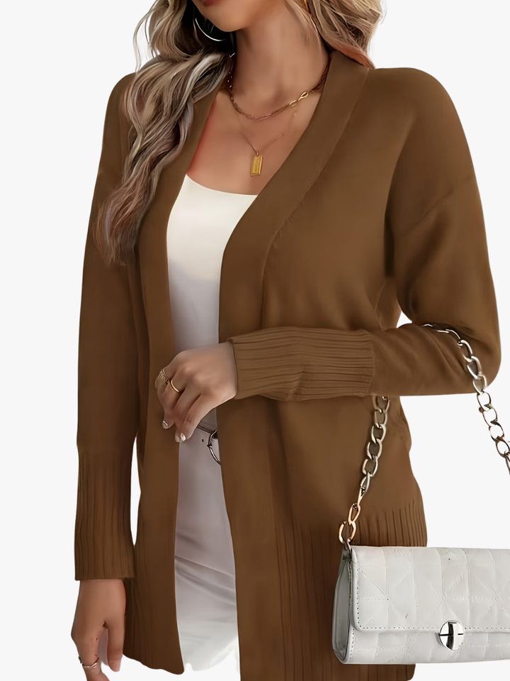 Gilet long pour femme, élégant pour l'automne, couche légère pour des tenues quotidiennes