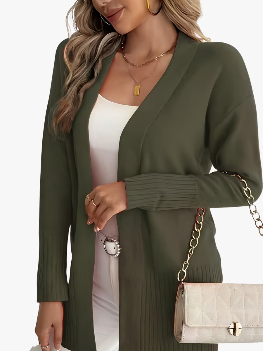 Gilet long pour femme, élégant pour l'automne, couche légère pour des tenues quotidiennes