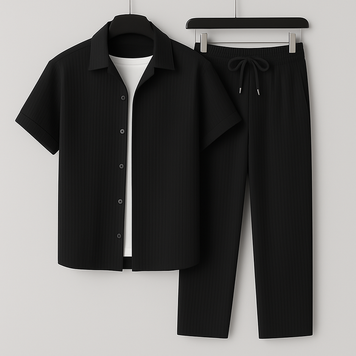 Ensemble homme en lin chemise et pantalon ample respirant été 2026