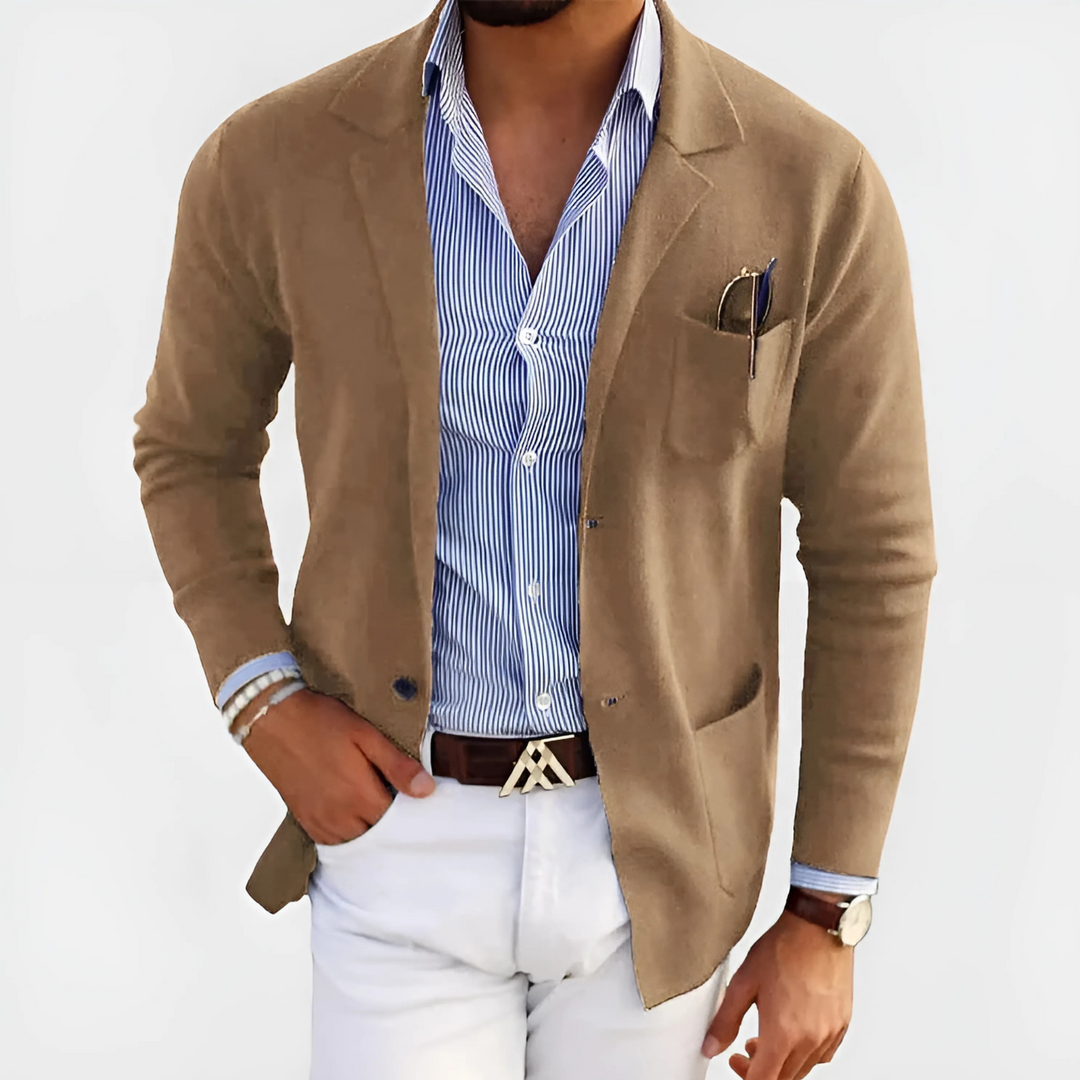 Veste légère pour homme en laine, à boutonnage simple, décontractée pour l’automne