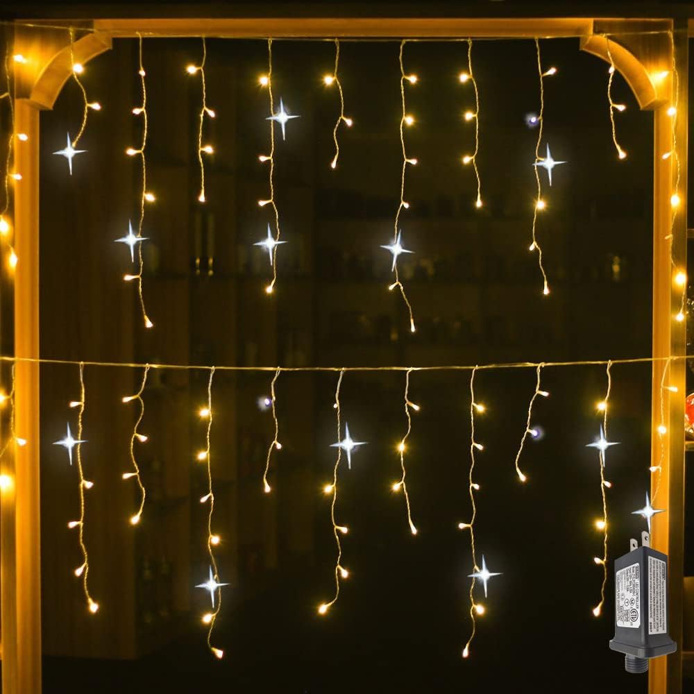 Perdea luminoasă LED de exterior IP44, cu efect sclipitor, decorațiune de toamnă pentru interior și exterior