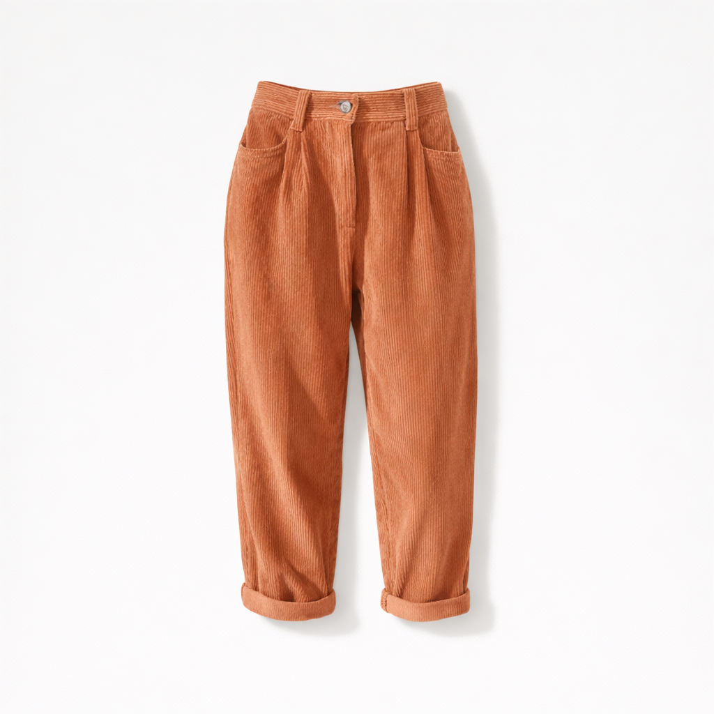 Pantalon en velours côtelé pour femme à taille haute avec coupe confortable pour l'hiver