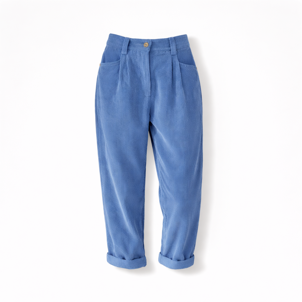 Pantalon en velours côtelé pour femme à taille haute avec coupe confortable pour l'hiver