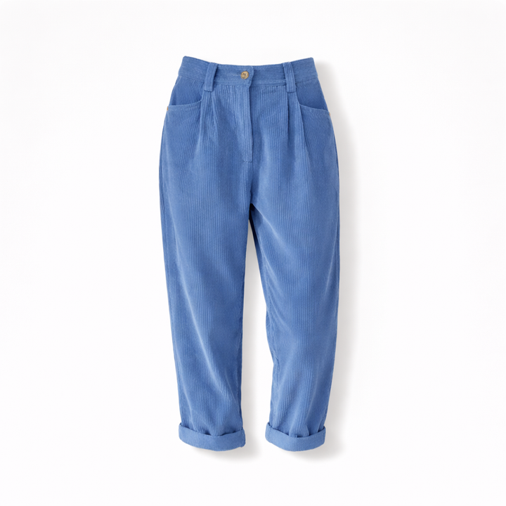 Pantalon en velours côtelé pour femme à taille haute avec coupe confortable pour l'hiver